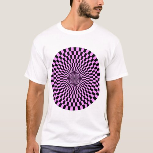 Op Art Wheel _ Light Violet and Black T_Shirt