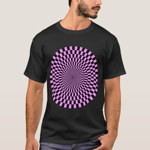 Op Art Wheel _ Light Violet and Black T_Shirt