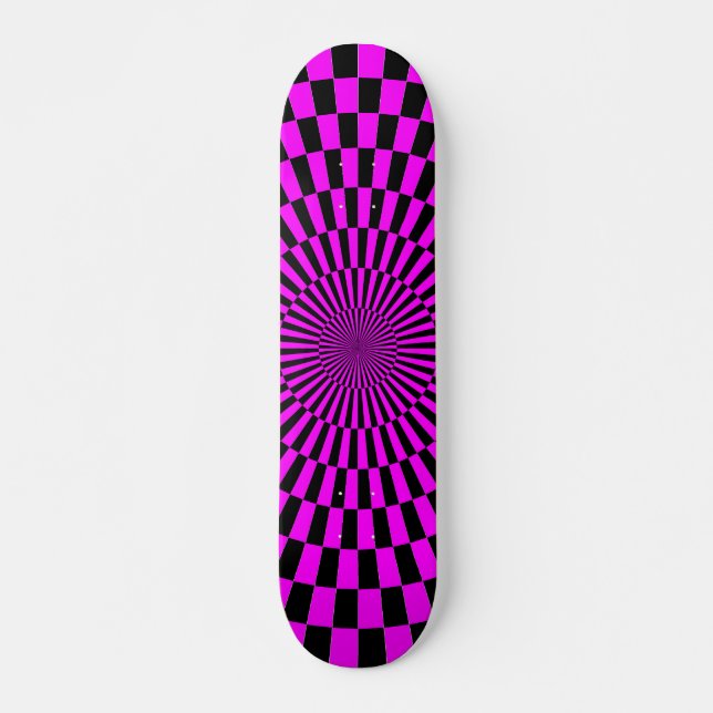 Op Art Wheel -Magenta and Black Skateboard Deck (Front)