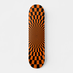 Op Art Wheel - Orange and Black Skateboard Deck