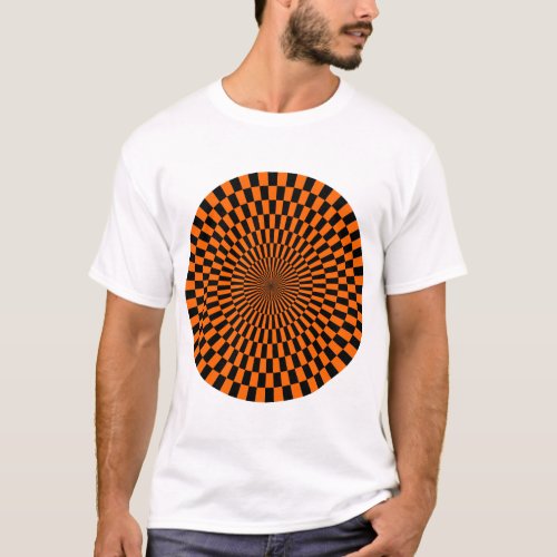 Op Art Wheel _ Orange and Black T_Shirt