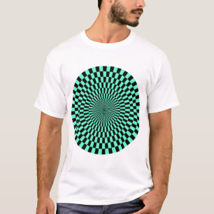 Op Art Wheel - Turquoise and Black T-Shirt