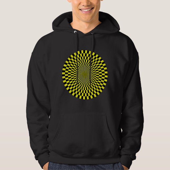 Op Art Wheel - Yellow and Black Hoodie (Front)