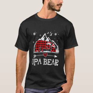 Opa Bear Christmas Pajama Red Plaid Buffalo Family T-Shirt
