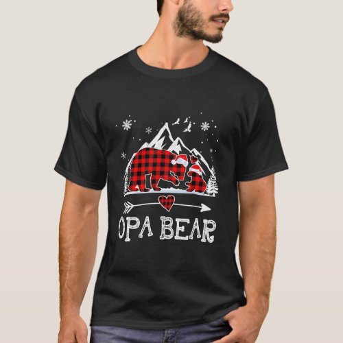 Opa Bear Christmas Pajama Red Plaid Buffalo Family T_Shirt