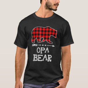 Opa Bear Matching Family Christmas Bear Red Plaid T-Shirt