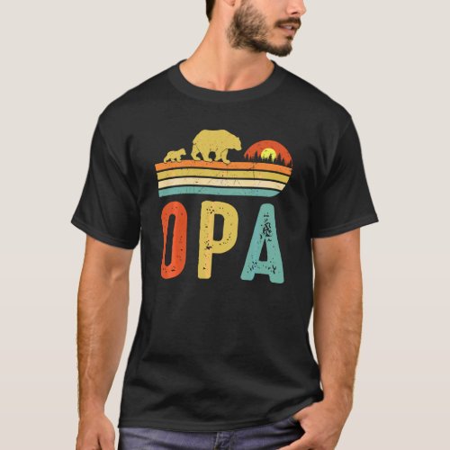 Opa Bear Men Vintage Retro Bear Decor Grandpa T_Shirt