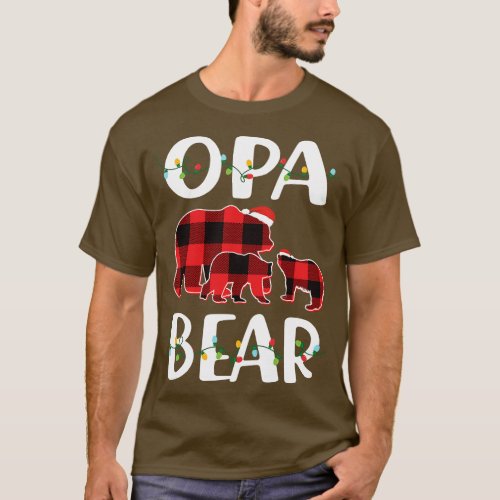 Opa Bear Red Plaid Christmas Pajama Matching Famil T_Shirt