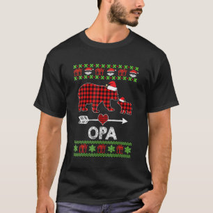 Opa Bear Santa Red Plaid Family Pajamas For Christ T-Shirt
