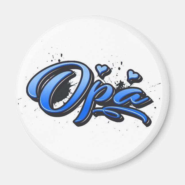 Opa blue Heart Graffiti Magnet (Front)