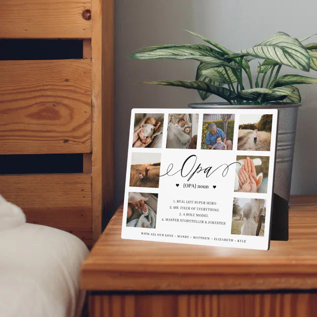 Opa Definition Script Photo Collage Keepsake Plaque | Zazzle