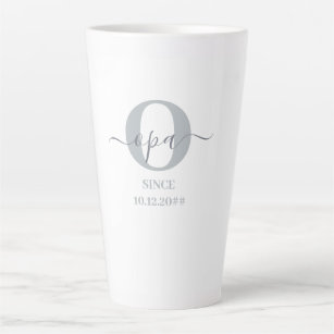 Opa Elegant Script Monogram Grey White Latte Mug
