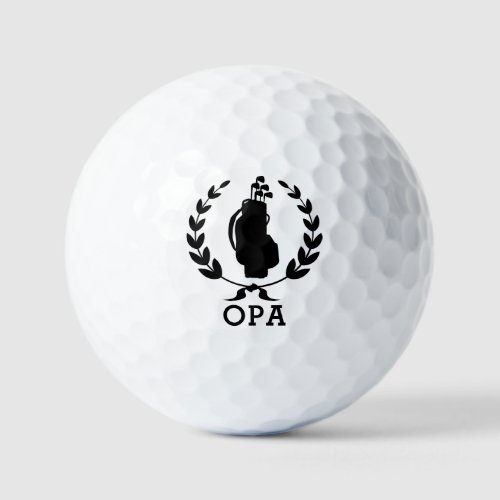 Opa Fathers Day Golf Bag Wreath Personalized Golf Balls