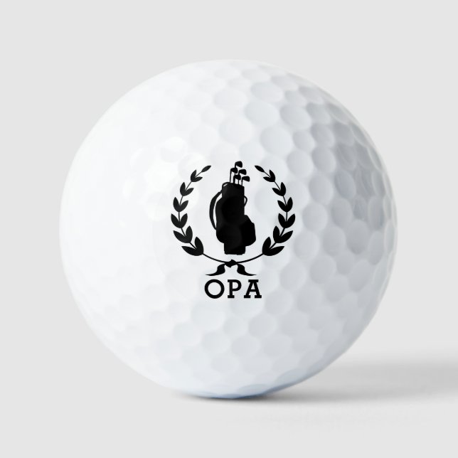 Opa Father's Day Golf Bag Wreath Personalized Golf Balls (Front)