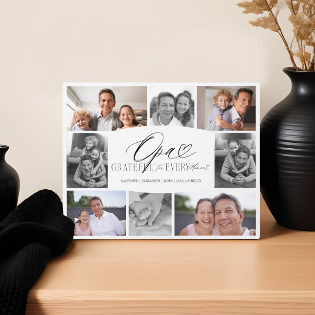Opa Grateful for Every Moment Photo Collage Plaque (Opa Grateful for Every Moment Photo Collage Plaque)
