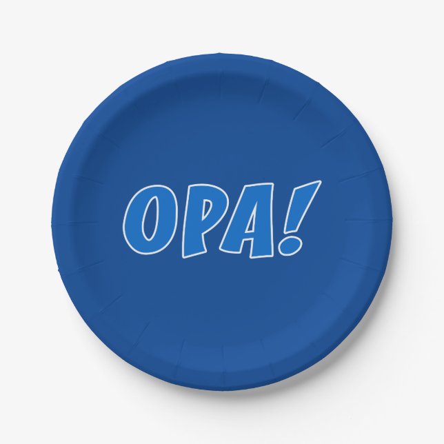 Opa Greek Celebration (Dark Blue) Paper Plates (Front)