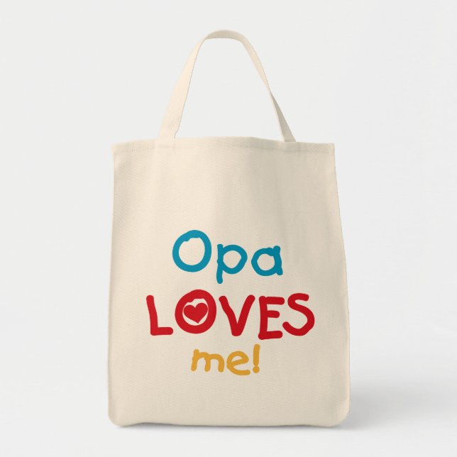 Opa Loves Me T-shirts and Gifts Tote Bag (Front)