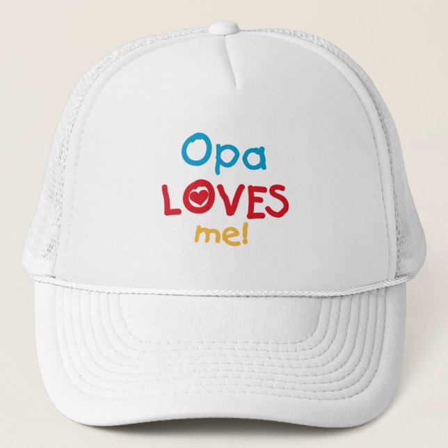 Opa Loves Me T-shirts and Gifts Trucker Hat (Front)