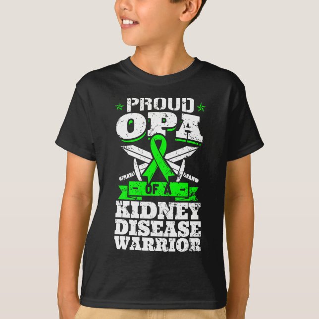 Opa Of A Kidney Disease Warrior Awareness Grandpa  T-Shirt (Front)
