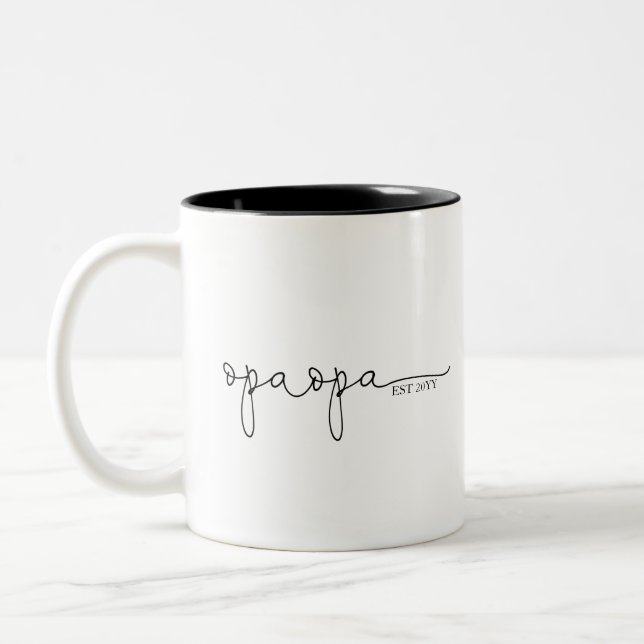 Opa Opa Established | Grandpa Gift Two-Tone Coffee Mug (Left)