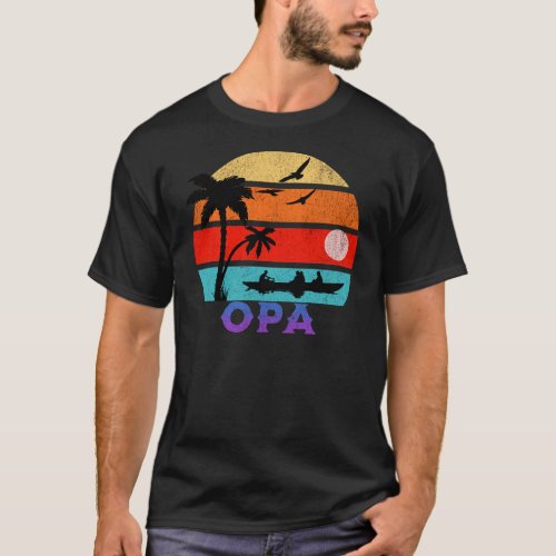 Opa Retro Sunset Ocean Grandfather T_Shirt