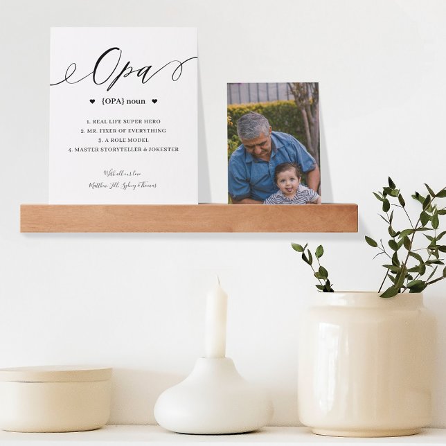 Opa Script Personalized Definition Photo Keepsake Picture Ledge (Creator Uploaded)