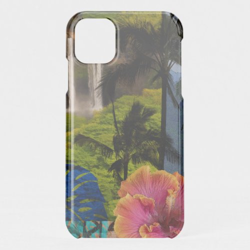 Opaekaa Falls Kauai Hawaiian Collage Clear iPhone 11 Case