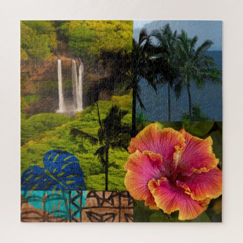 Opaekaa Falls Kauai Hawaiian Collage Jigsaw Puzzle