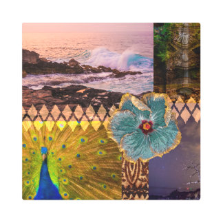 Opaeka'a Falls, Kauai Hawaiian Collage Metal Print