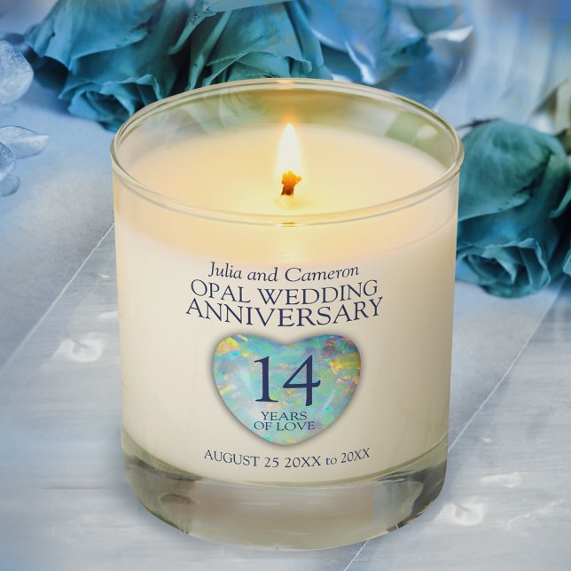 Opal 14th Wedding Anniversary Candle blue 14 years (Creator Uploaded)