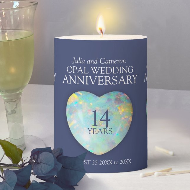 Opal 14th Wedding Anniversary Candle blue 14 years (Creator Uploaded)