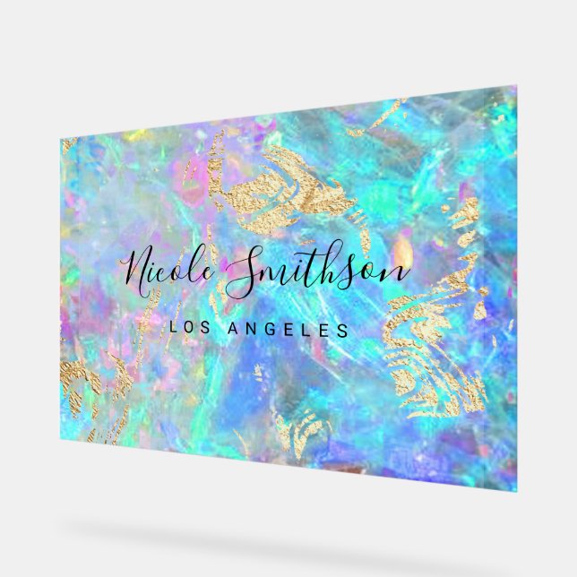 opal and faux foil veins design acrylic sign (Angle)