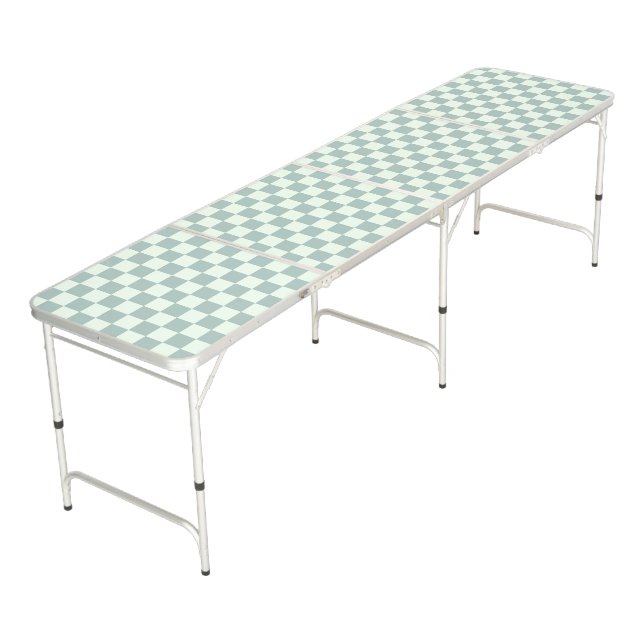 Opal and Honeydew Checkerboard Beer Pong Table (Angled)