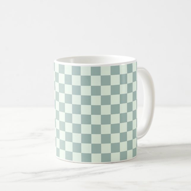 Opal and Honeydew Checkerboard Coffee Mug (Front Right)
