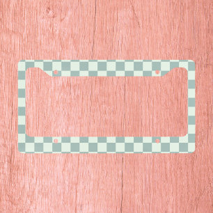 Opal and Honeydew Checkerboard License Plate Frame