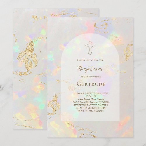 opal background Baptism Invitation