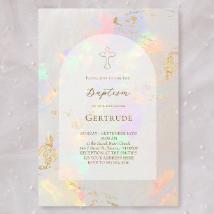 opal background Baptism Invitation