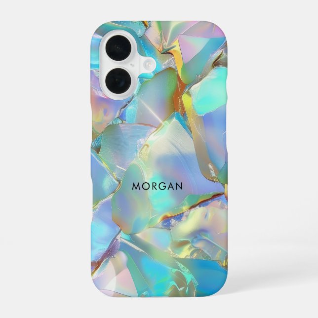 Opal Background & Black Name  Iphone Case (Back)
