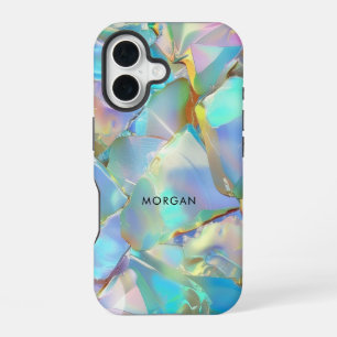 Opal Background & Black Name iPhone 16 Case