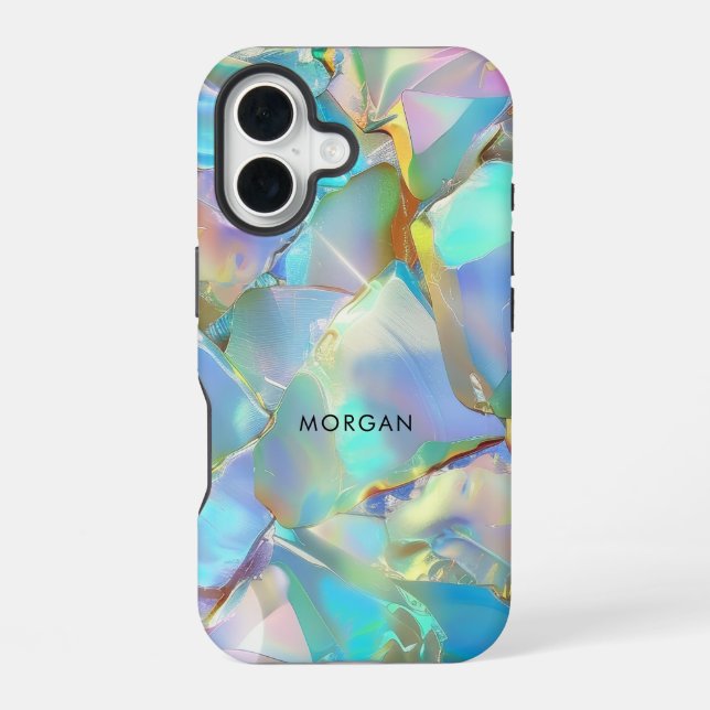 Opal Background & Black Name  iPhone Case (Back)
