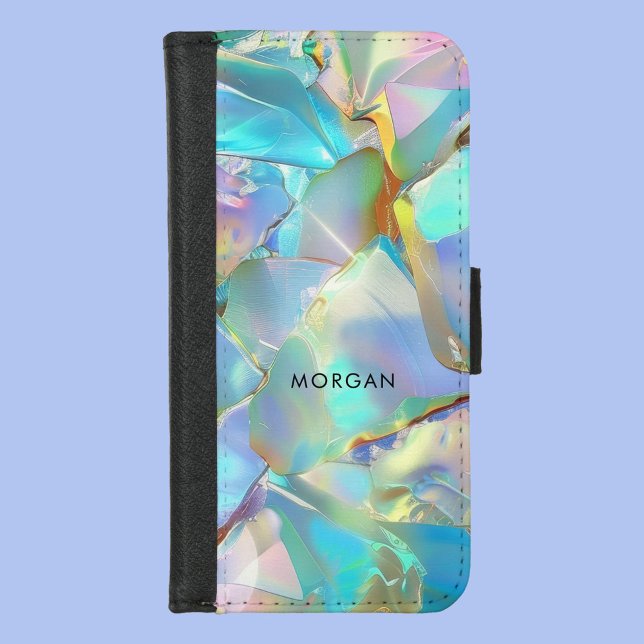 Opal Background & Black Name  iPhone Wallet Case (Creator Uploaded)