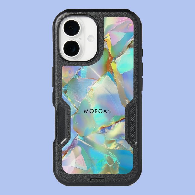 Opal Background & Black Name  Otterbox iPhone Case (Creator Uploaded)