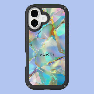 Opal Background & Black Name iPhone 16 Case