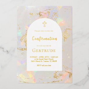 opal background Confirmation Foil Invitation