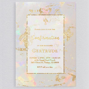 opal background Confirmation Foil Invitation