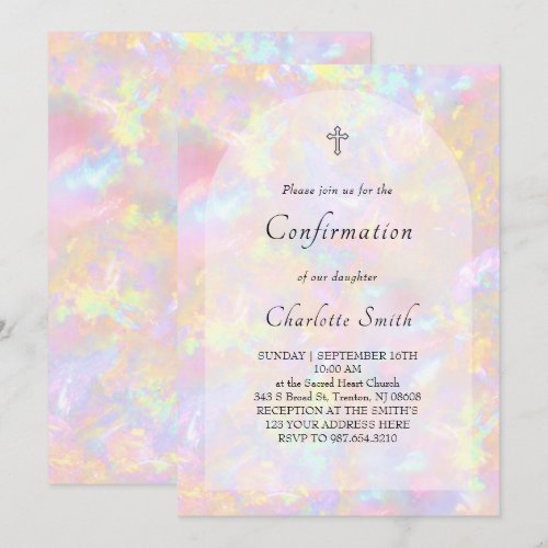 opal background Confirmation Invitation