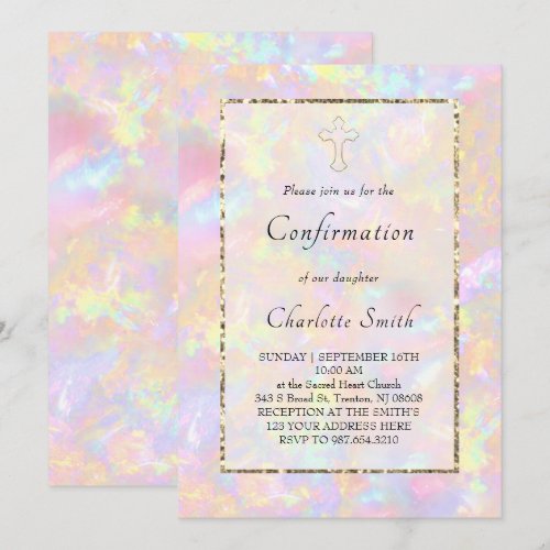 opal background Confirmation Invitation