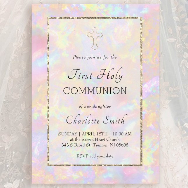 opal background First Communion   Invitation (Creator Uploaded)