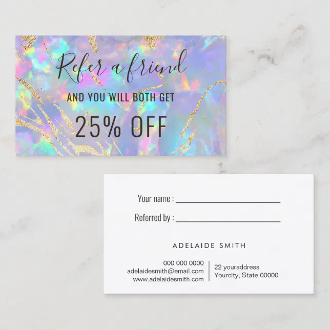 opal background referral card | Zazzle