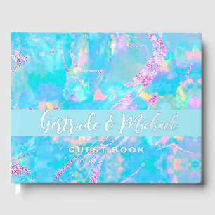 opal background wedding foil guest book